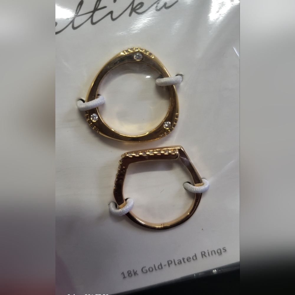 Ettika #2 Gold Ring Set of 2 18k Plated NWT - Picture 2 of 9